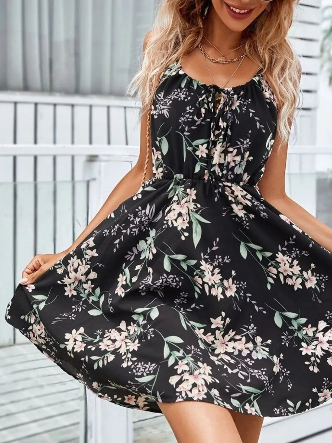 Floral Print Spaghetti-Strap Mini Dress