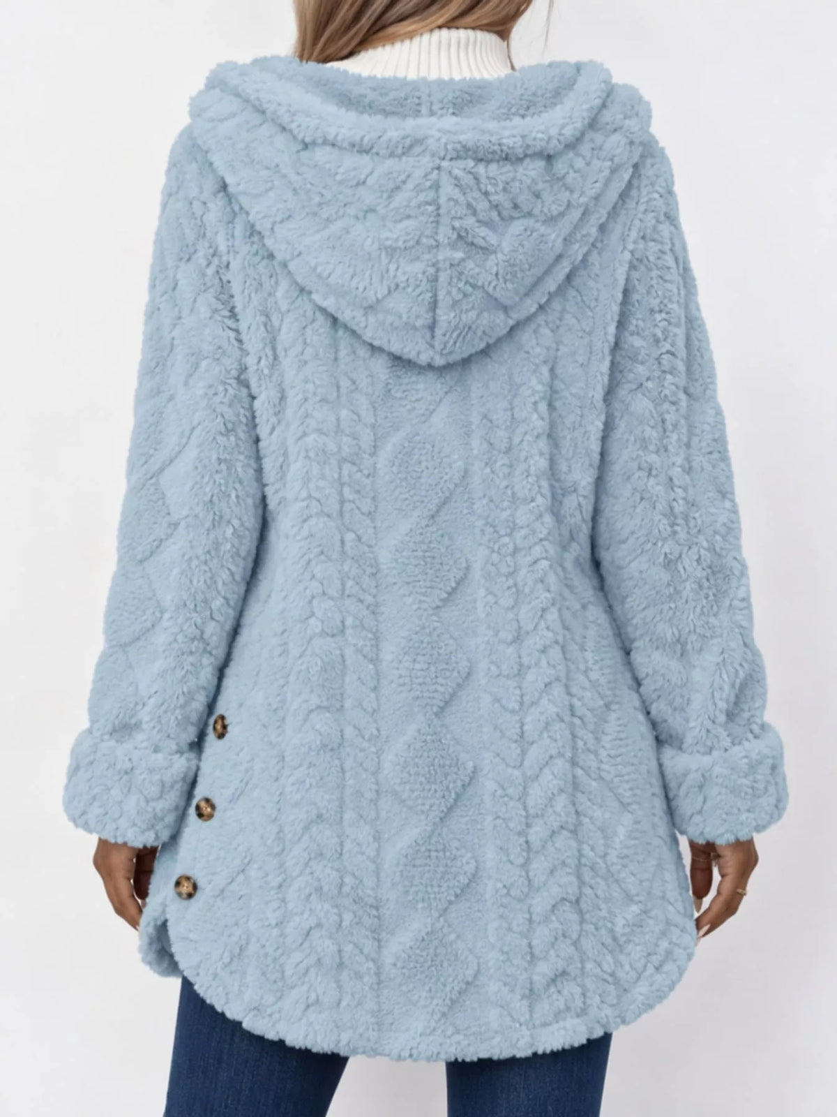 Cozy Cable-Knit Faux Fur Hooded Jacket