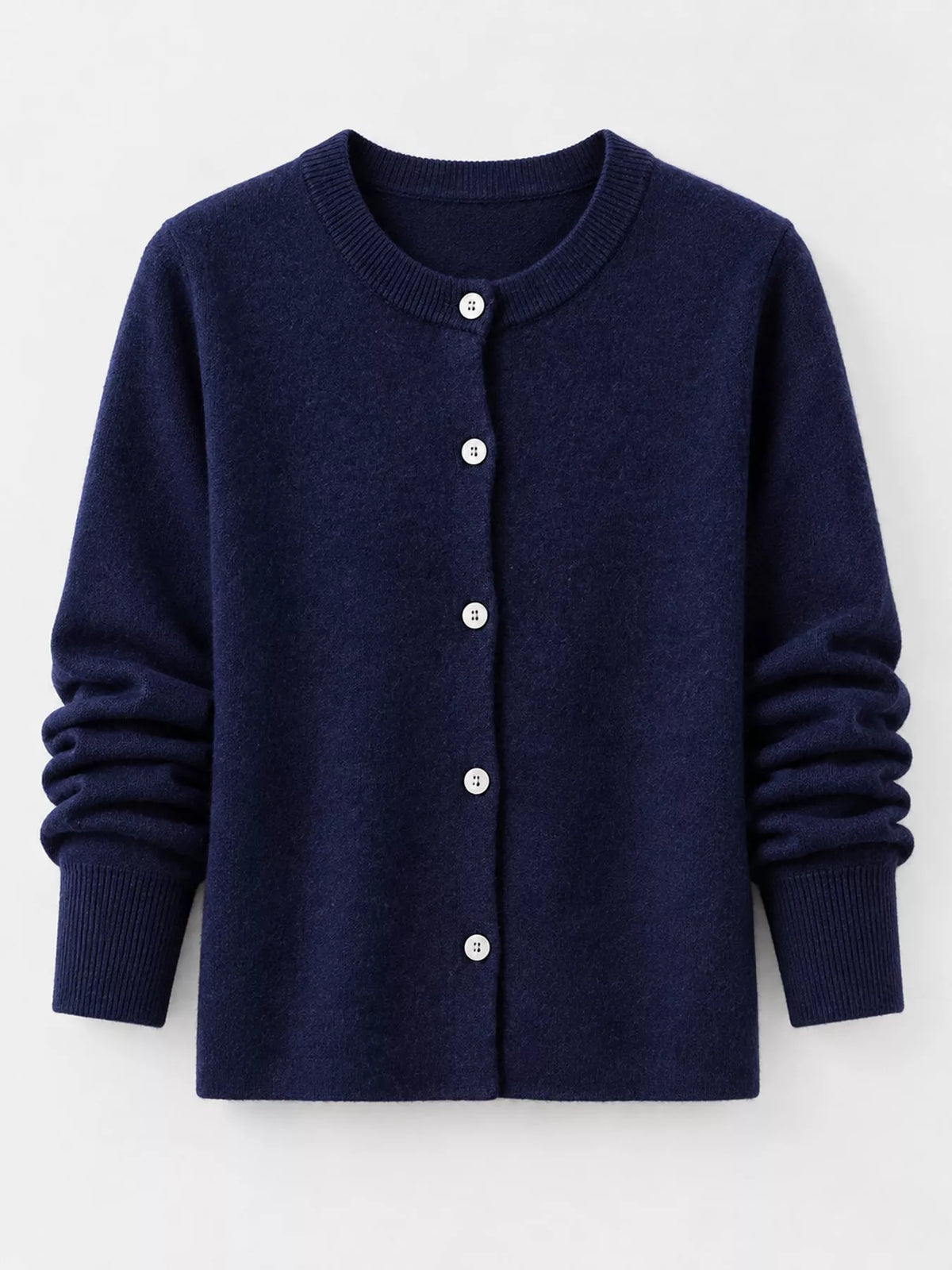 Crew Neck Button-Down Cardigan