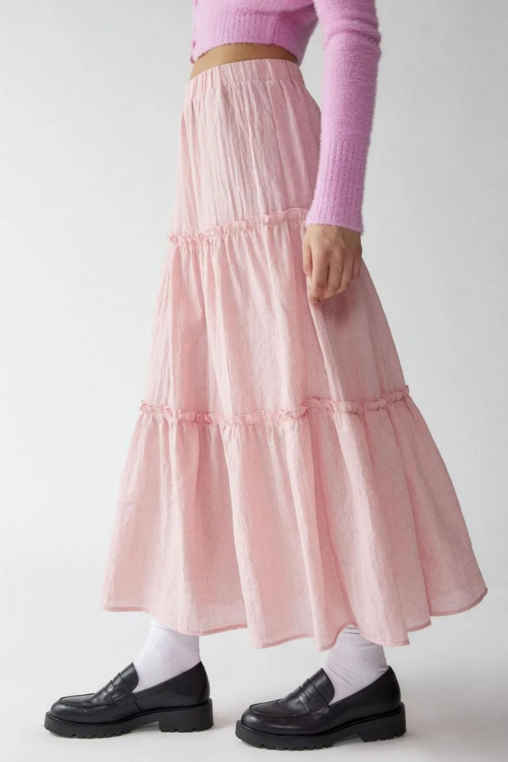 Frill Elastic Waist Skirt by Mystique Q