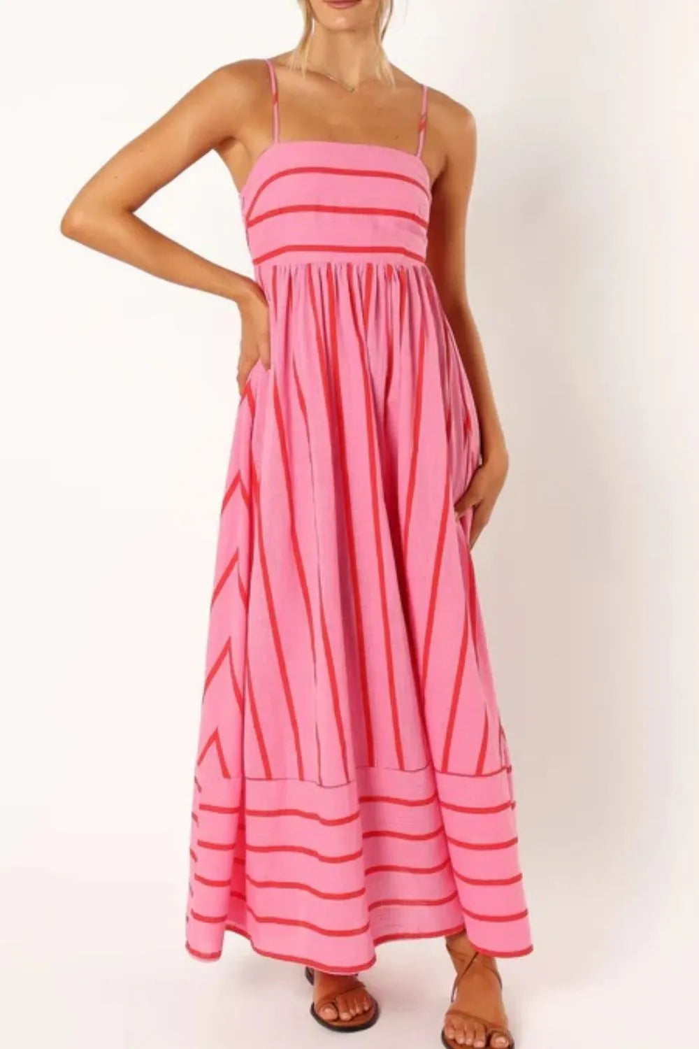 Striped Square-Neck Cami Dress