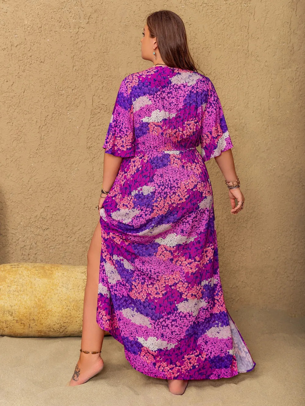 Slit Half Sleeve Maxi Dress in Vivid Violet