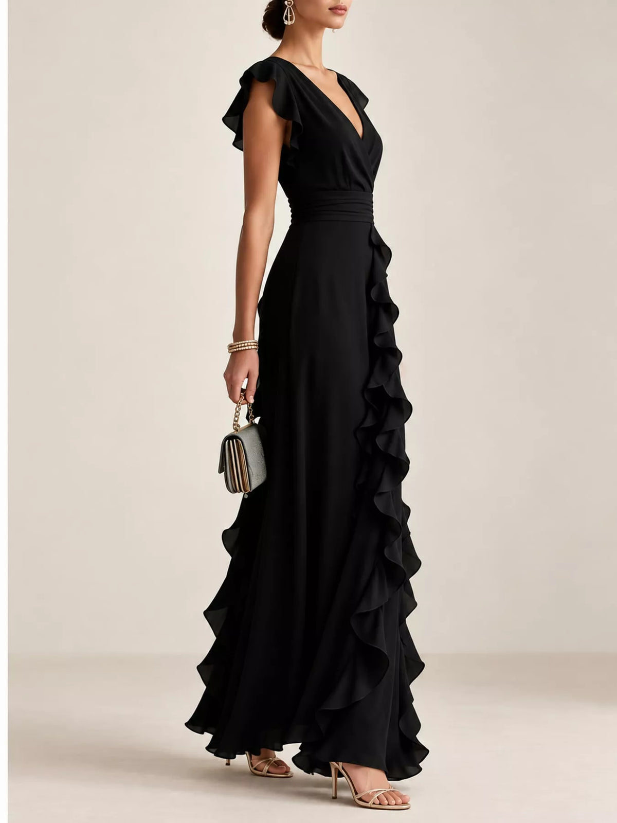 Ruffled Surplice Maxi Dress
