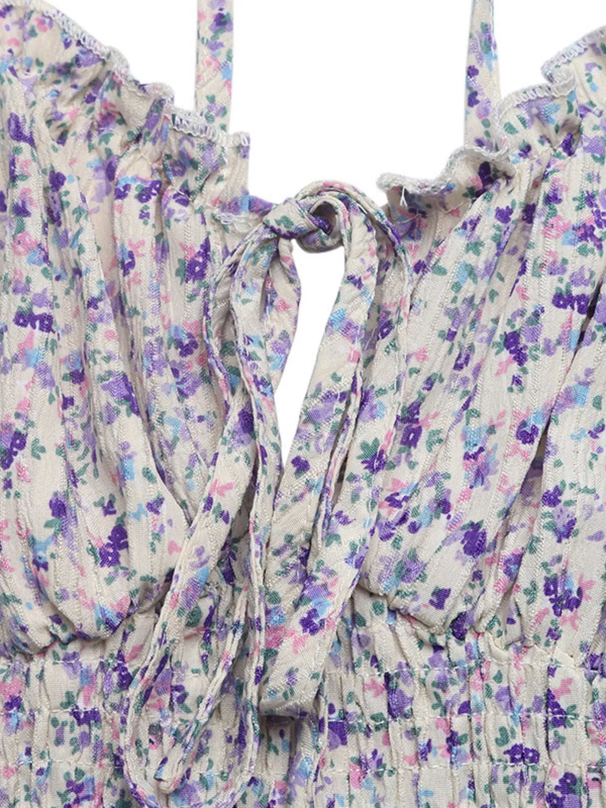 Floral Shirred Cami Maxi Dress in Purple