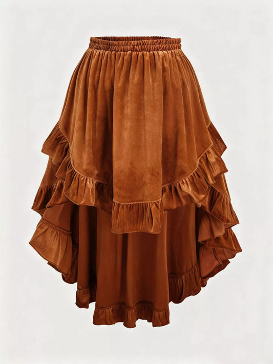 Ruffled Velvet Skirt