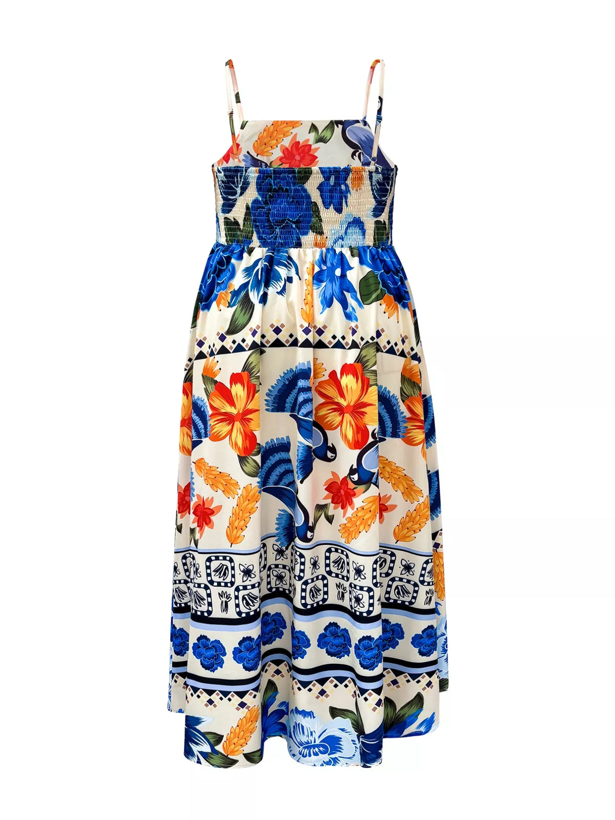 Plus Size Floral Print Maxi Dress in Royal Blue