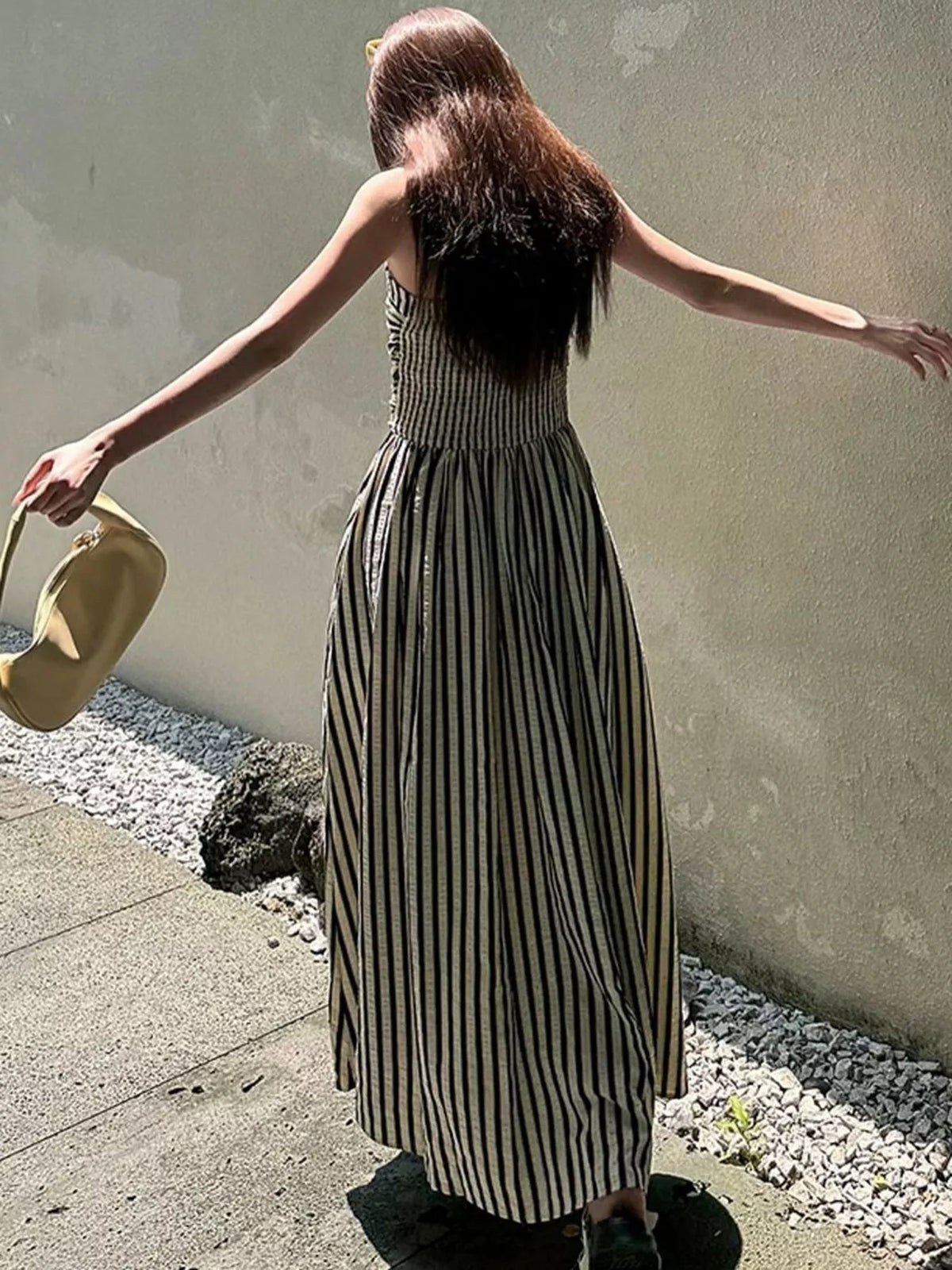 Striped Spaghetti Strap Maxi Dress