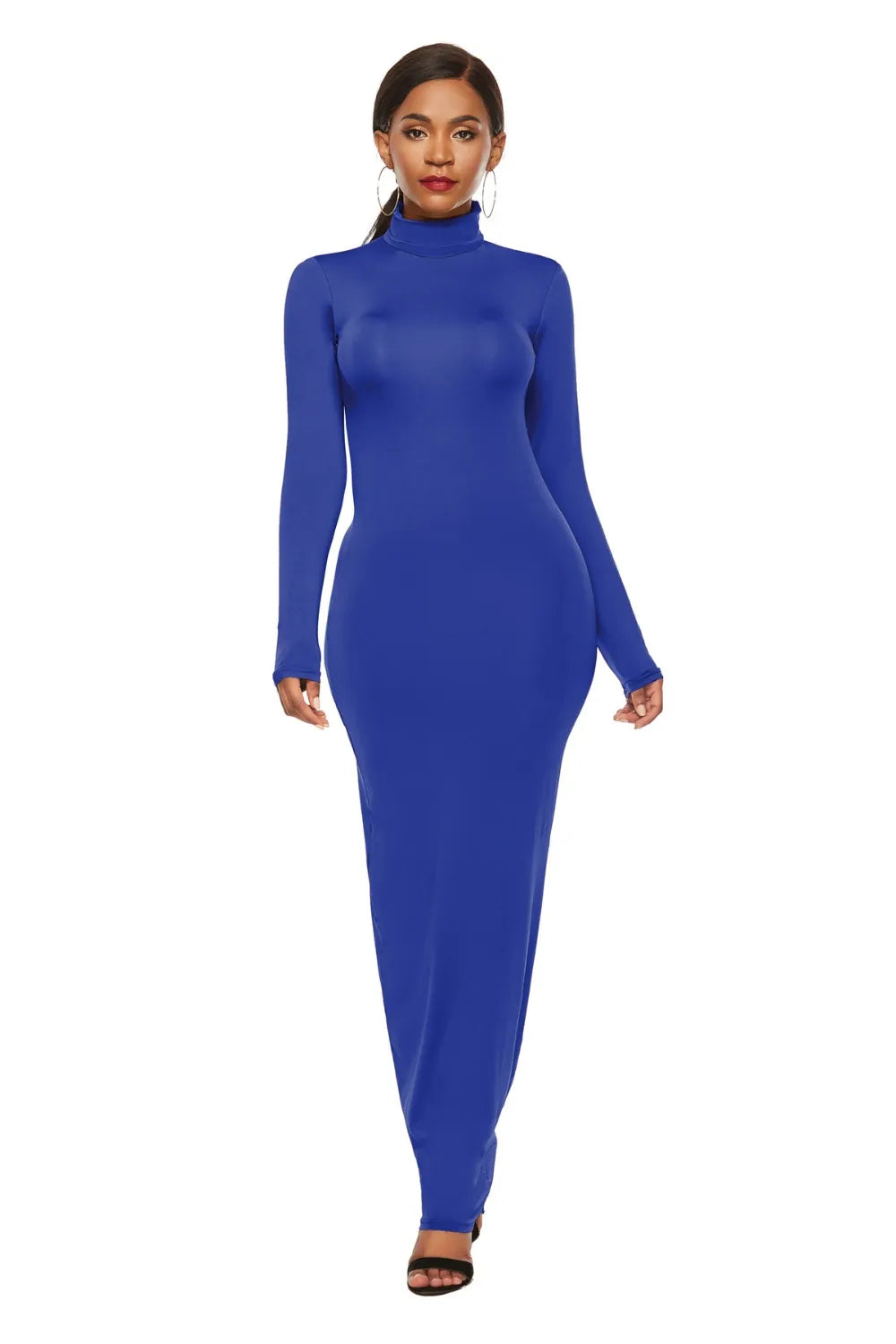Mock Neck Long Sleeve Maxi Dress