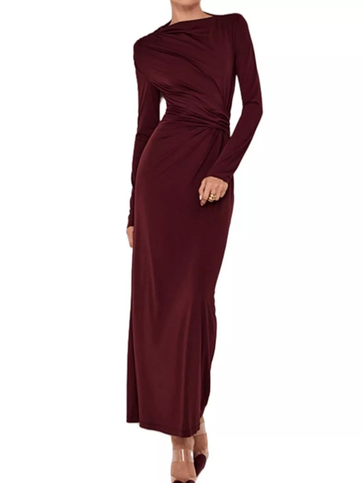 Ruched Long Sleeve Bodycon Maxi Dress by Calliope