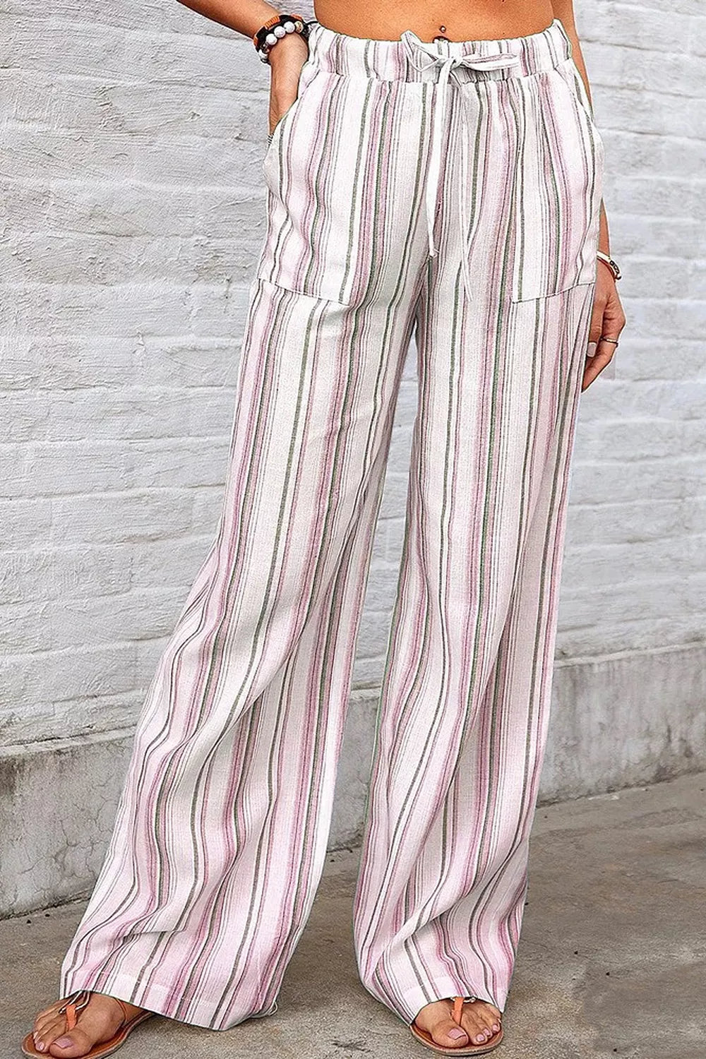 Plus Size Striped Wide-Leg Pants