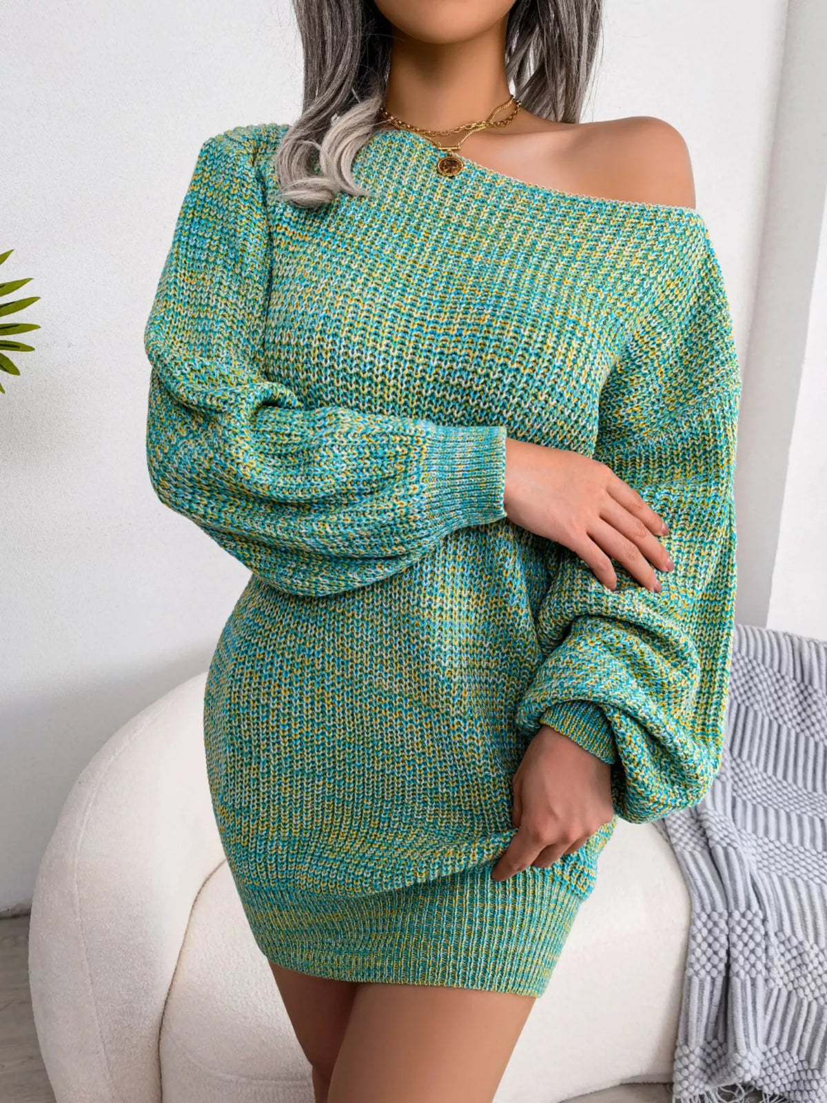 One-Shoulder Sweater Dress