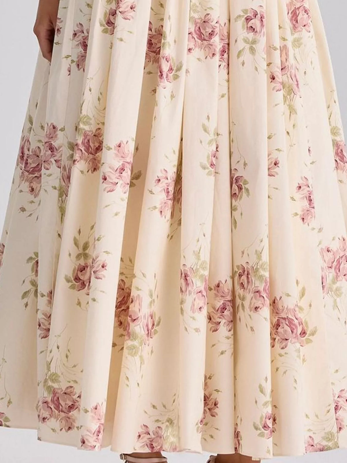 Floral Spaghetti Strap Midi Dress in White