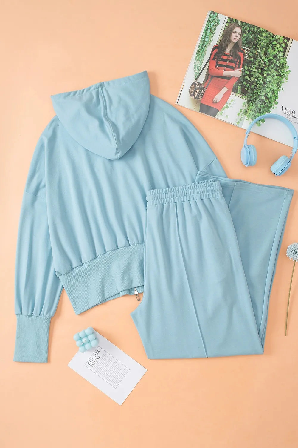 Zip-Up Hoodie and Drawstring Pants Active Set