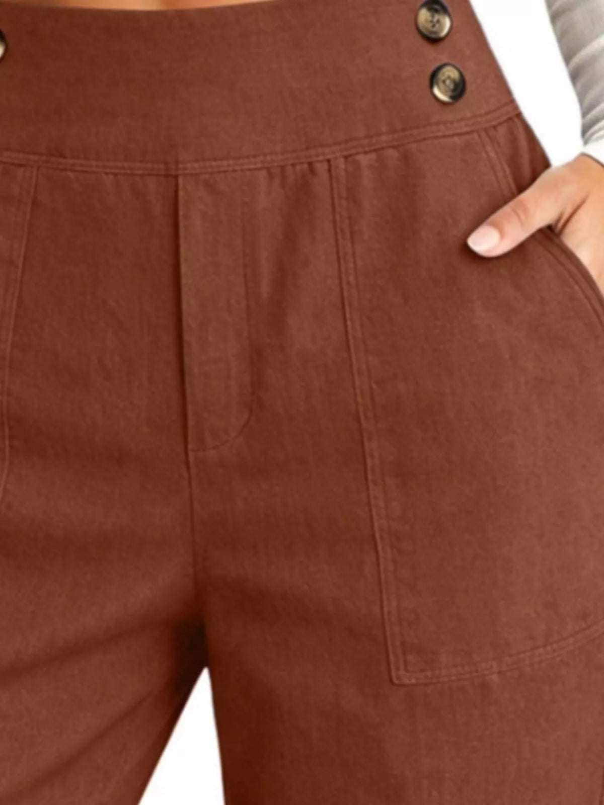 High-Waisted Button-Detail Cropped Pants