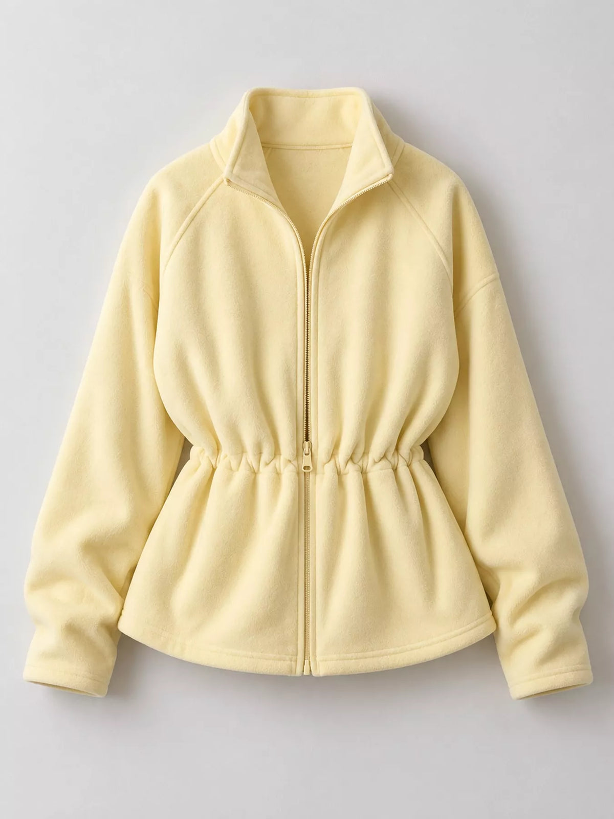 Drawstring Fleece Zip-Up Jacket
