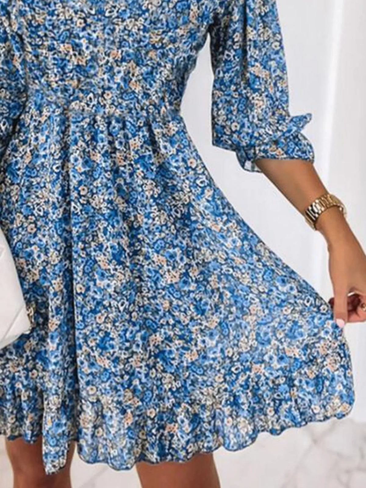 Tiered Ruffled Hem Floral Dress