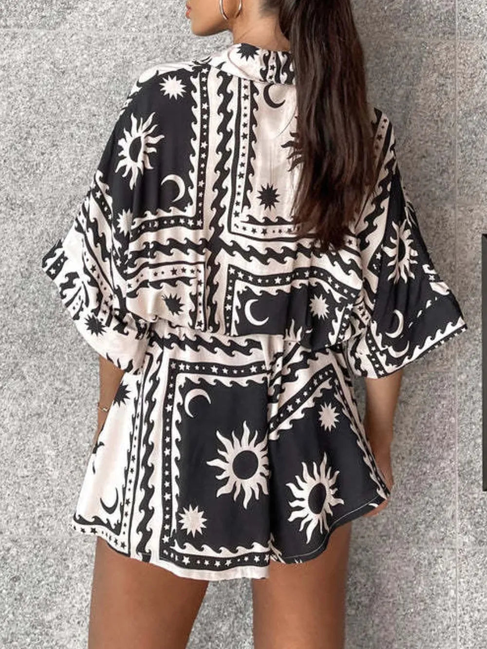 Tie-Waist Half Sleeve Romper