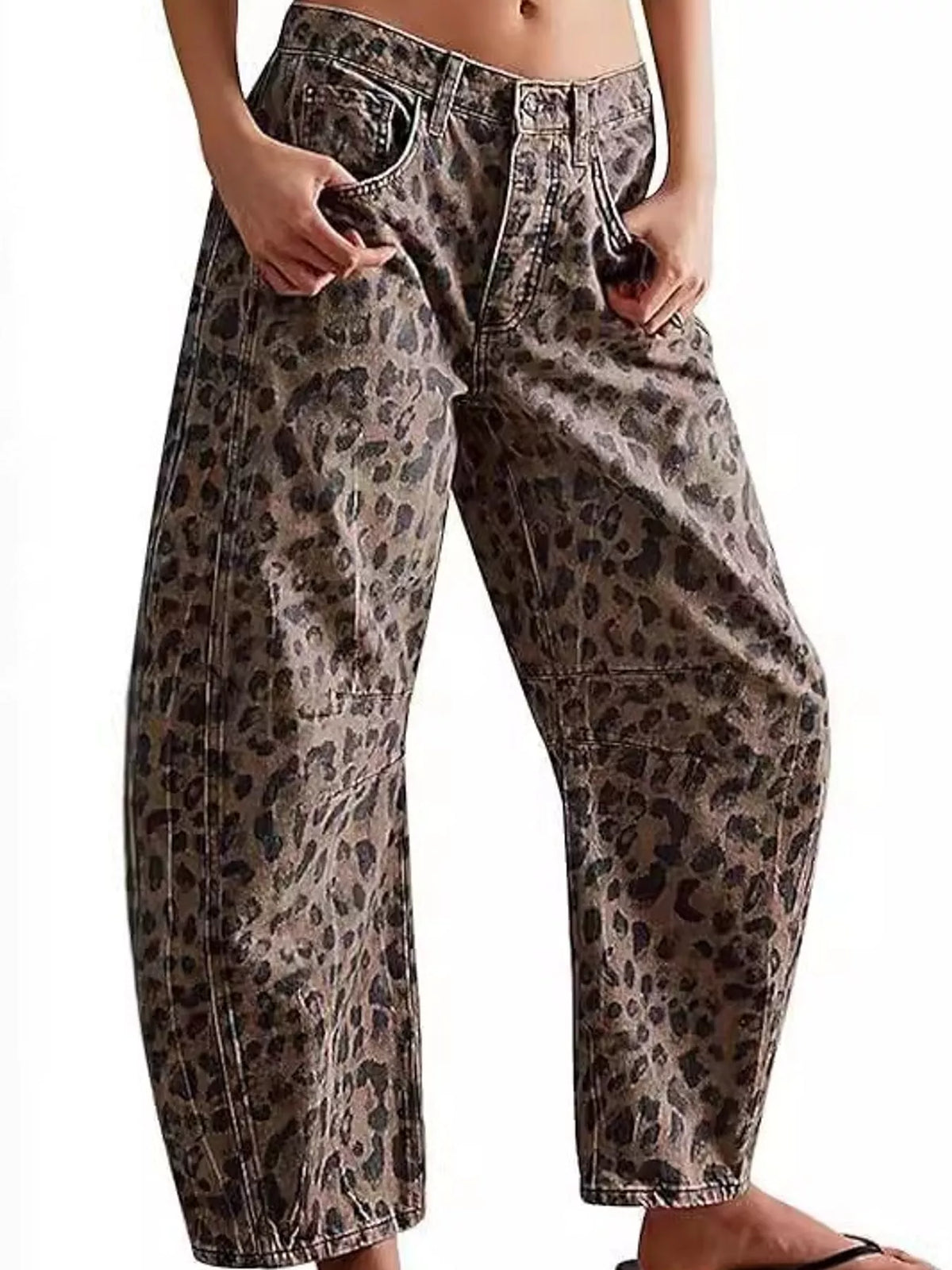 Washed Barrel-Leg Jeans