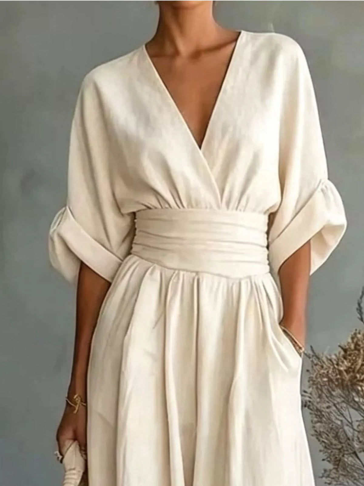 Half Sleeve Wide-Leg Jumpsuit