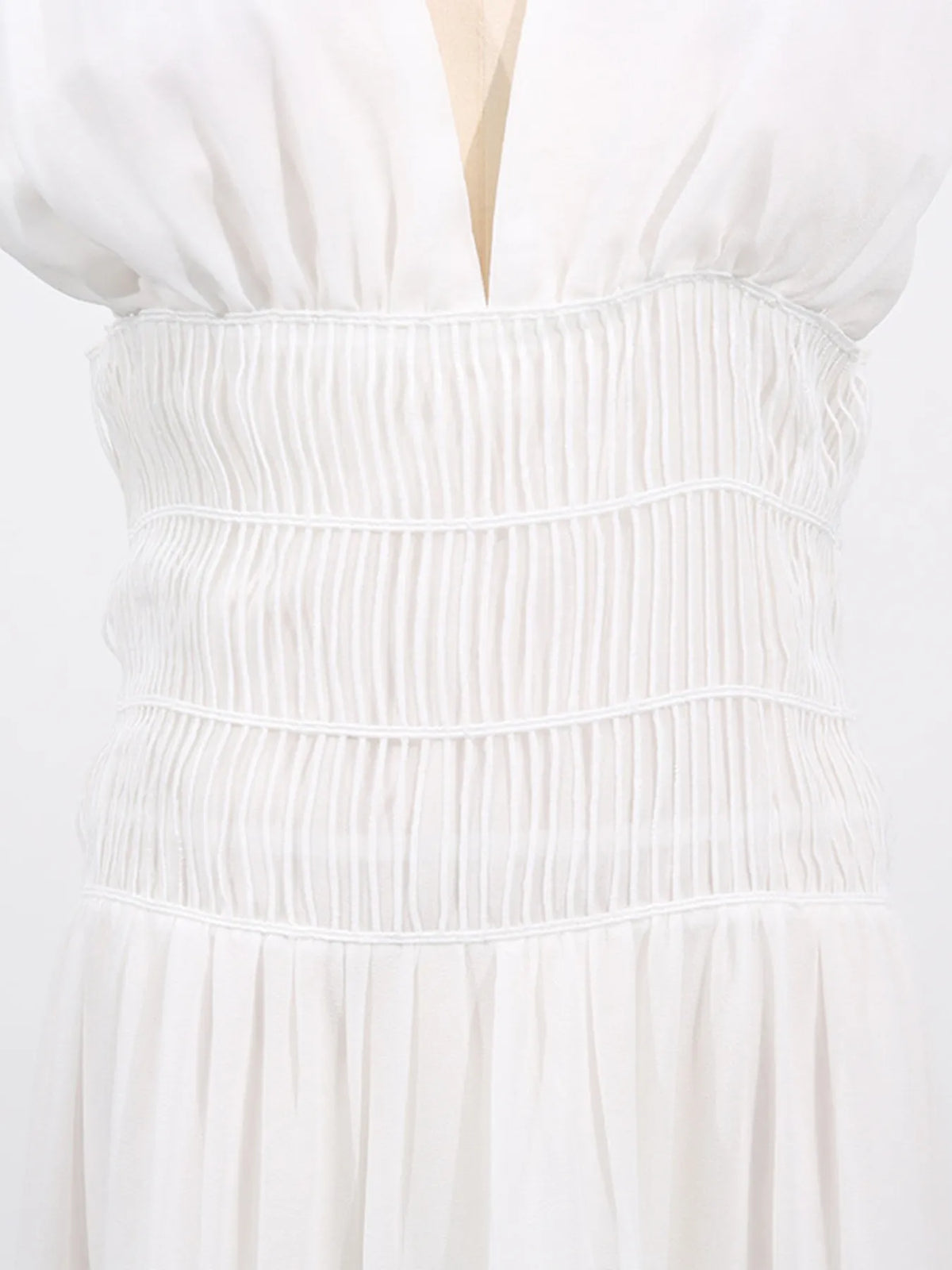 Smocked Tiered V-Neck Maxi Dress