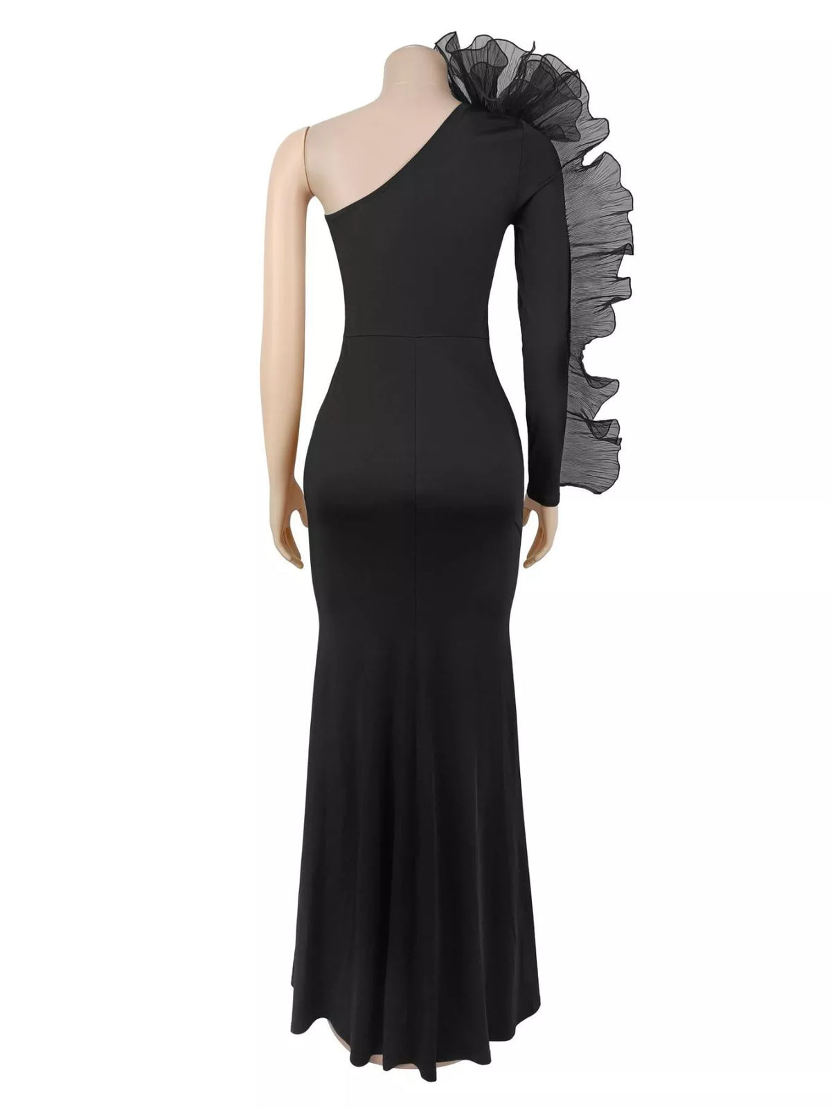 One-Shoulder Ruffled Mermaid Maxi Dress