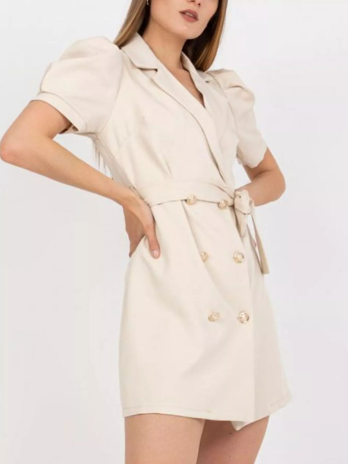 Blazer-Style Tie-Waist Mini Dress