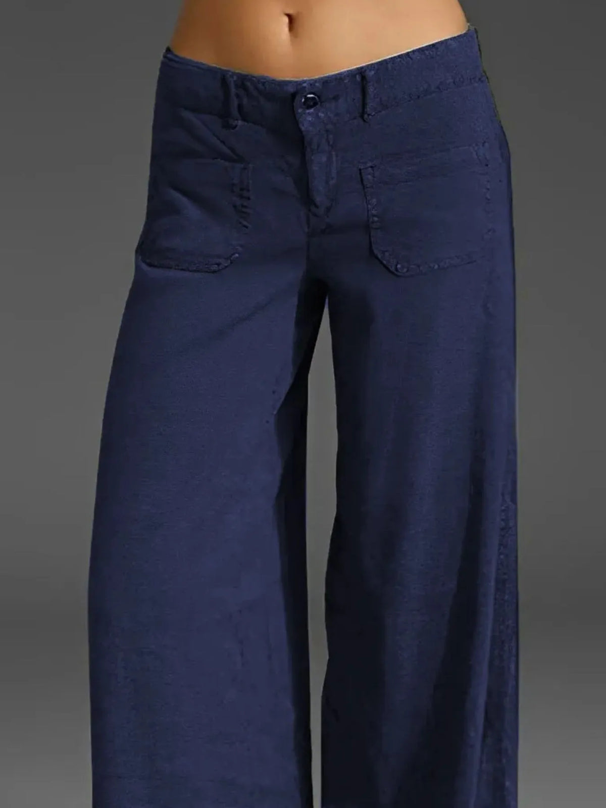 Plus-Size Wide Leg Pants with Pockets