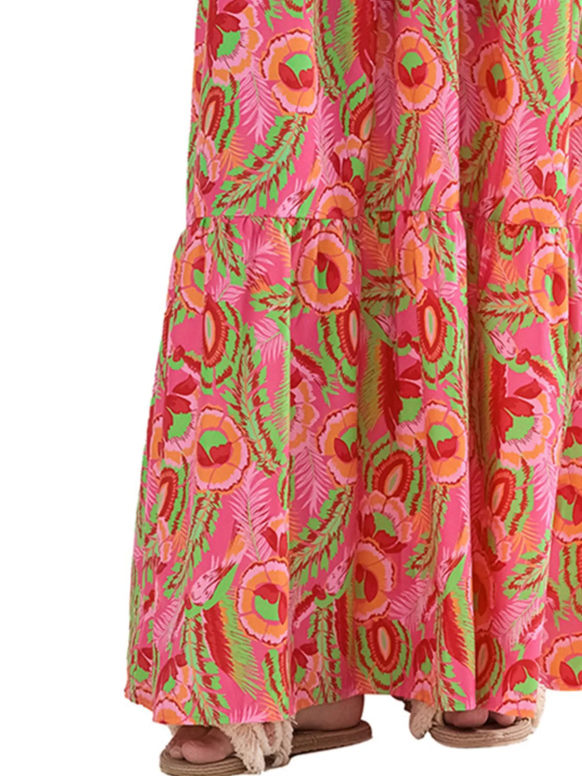 Printed Square Neck Cami Maxi Dress in White