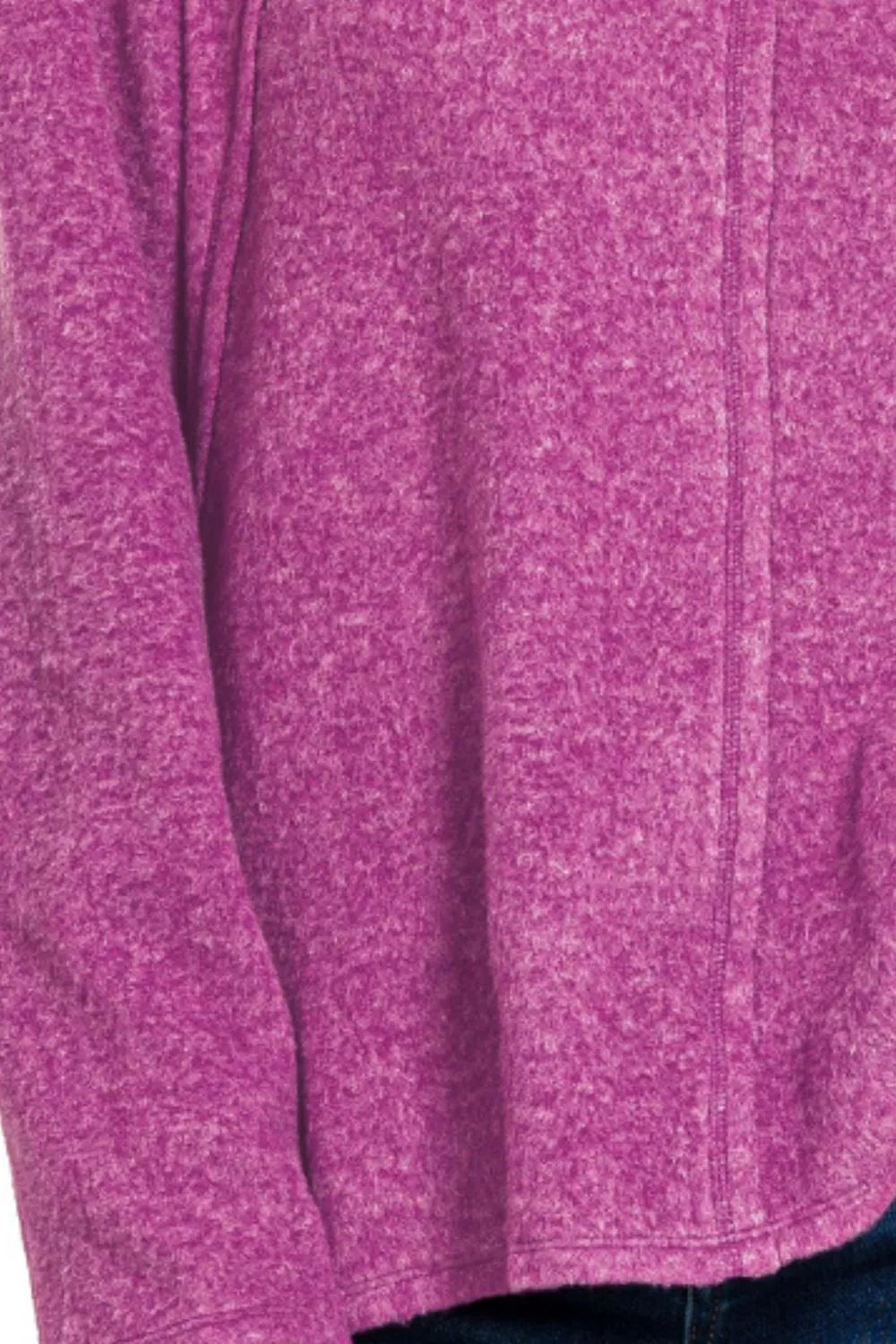 Zenana Brushed Hacci Hi-Low Sweater in Light Plum in Lt plum