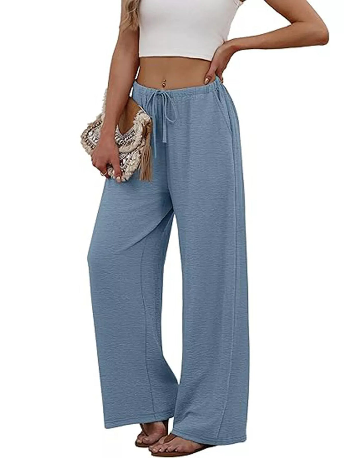 High-Waisted Wide-Leg Pants in Blue