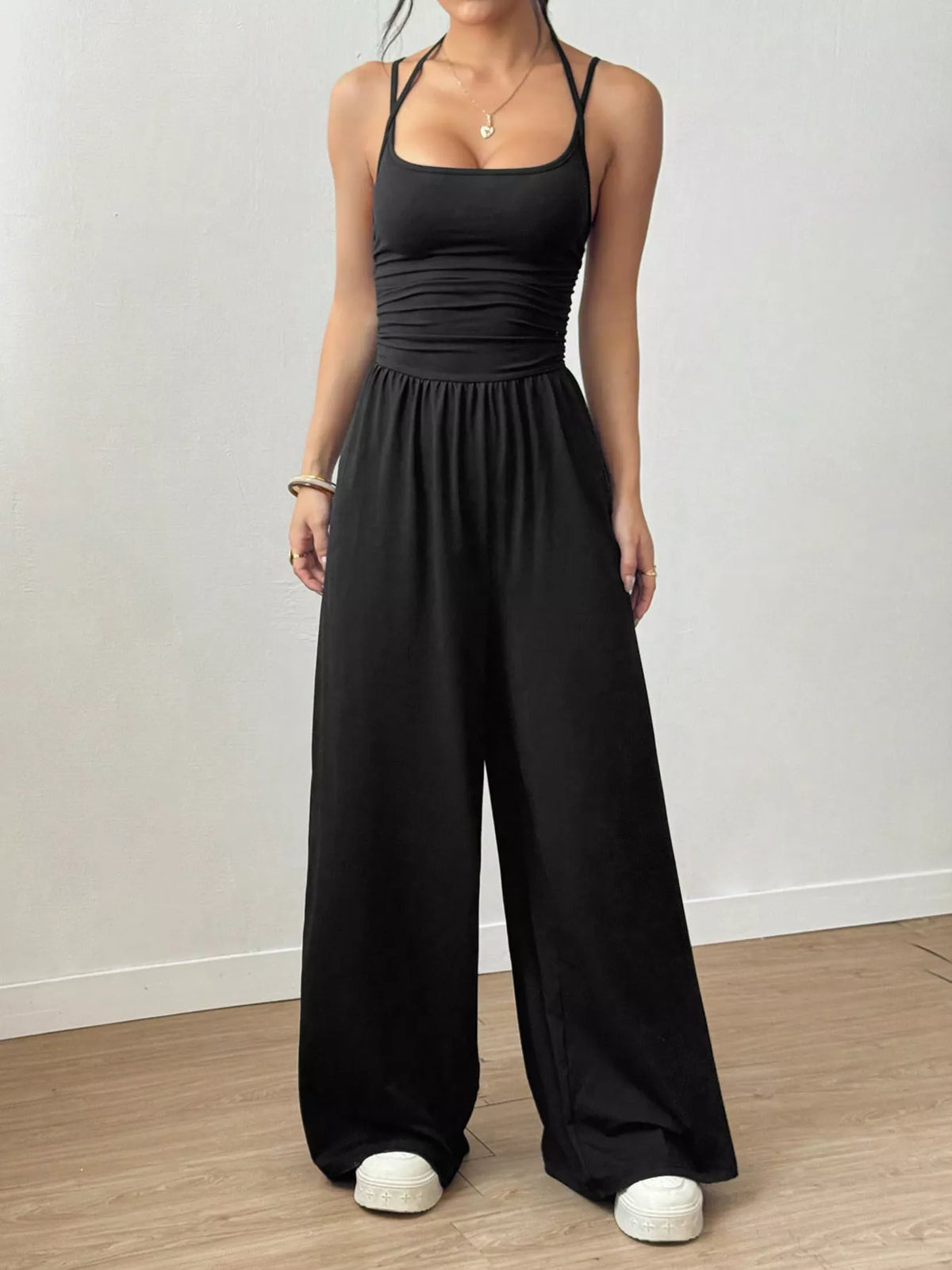 Spaghetti Strap Wide Leg Jumpsuit