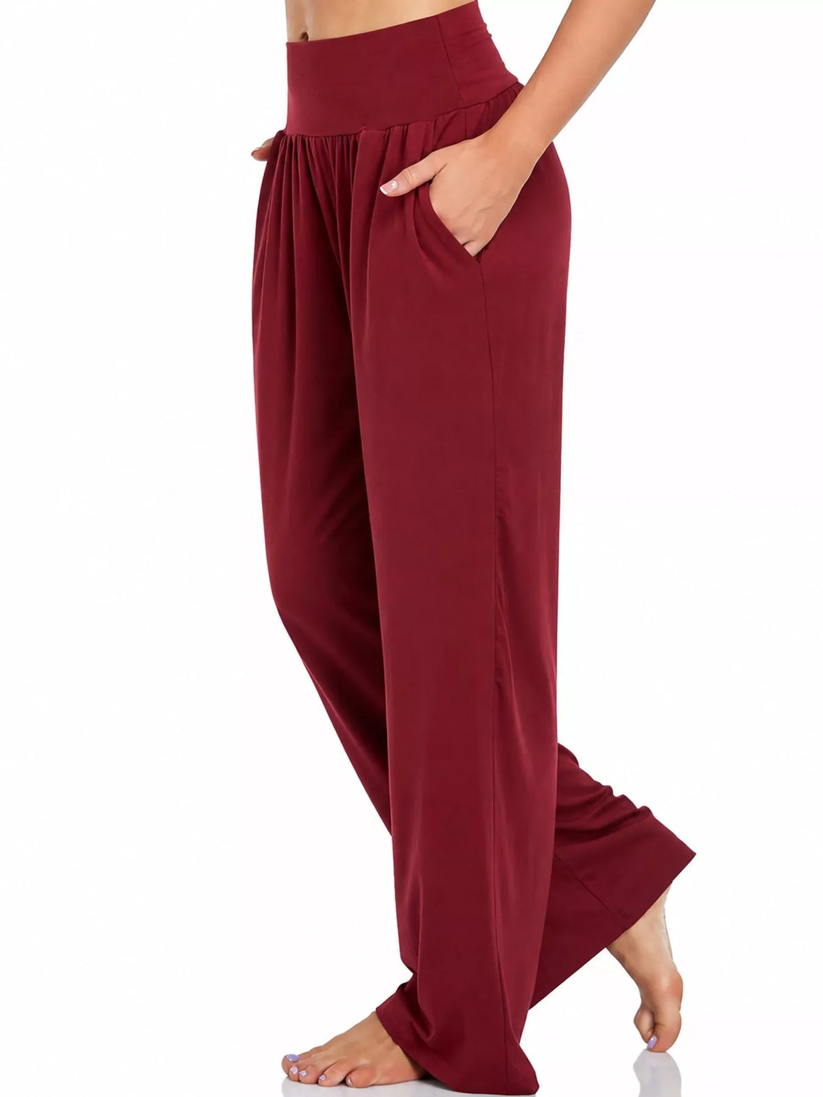 High-Rise Wide-Leg Pants with Pockets