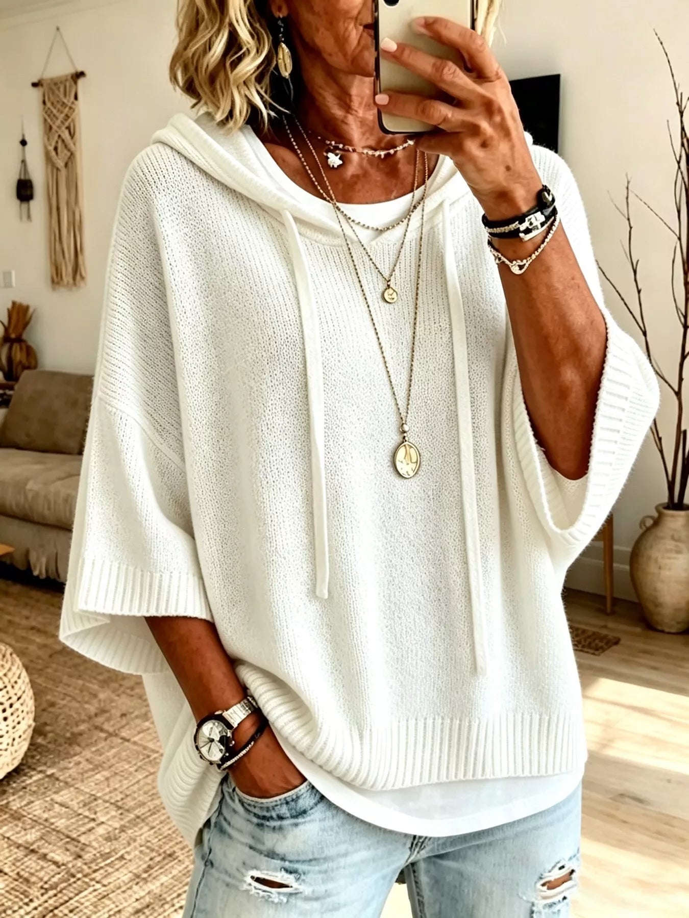 Drawstring Hooded Sweater
