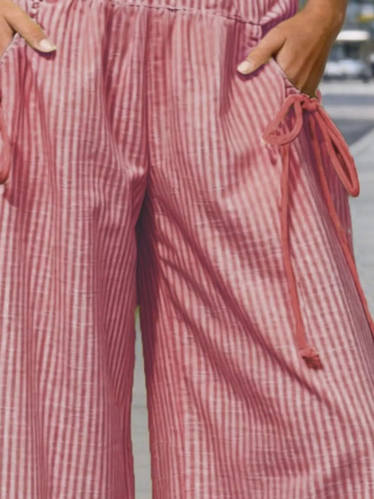 High-Waisted Striped Wide-Leg Pants
