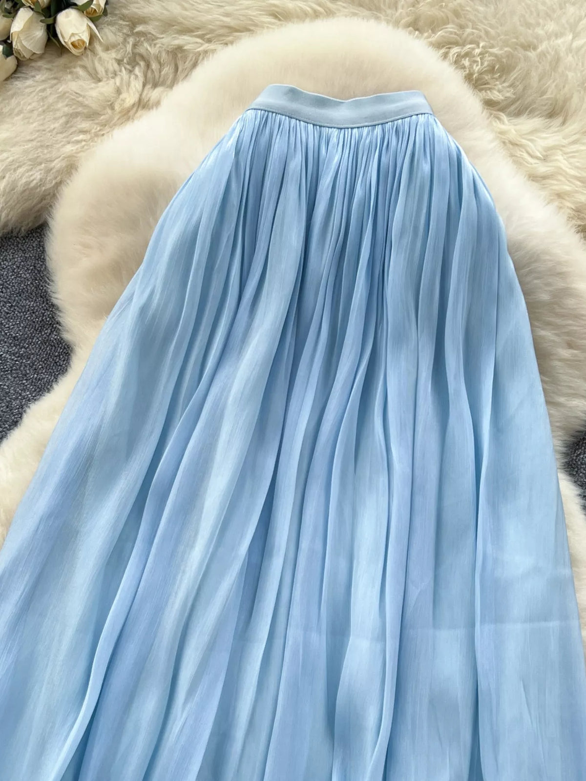 Pleated High-Waist Maxi Skirt