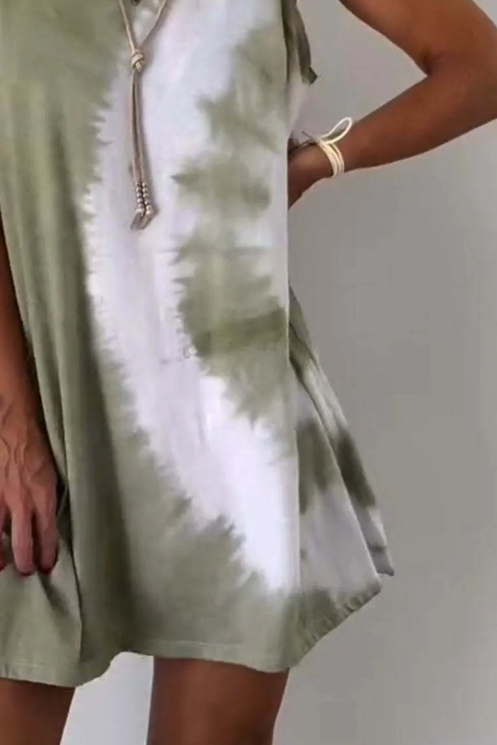 Tie-Dye Sleeveless Mini Tank Dress in Camel