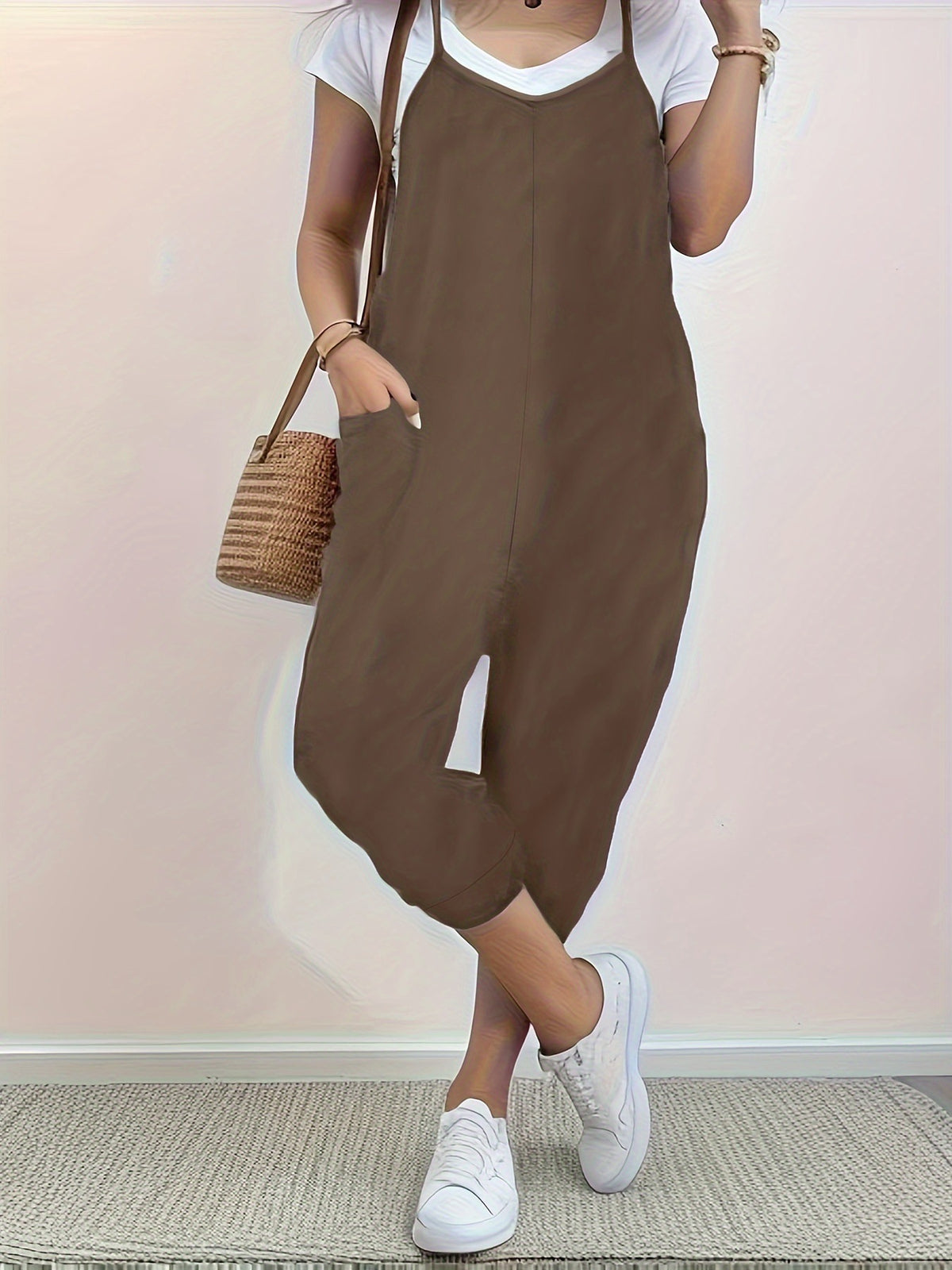 Casual Loose-Fit Spaghetti Strap Jumpsuit