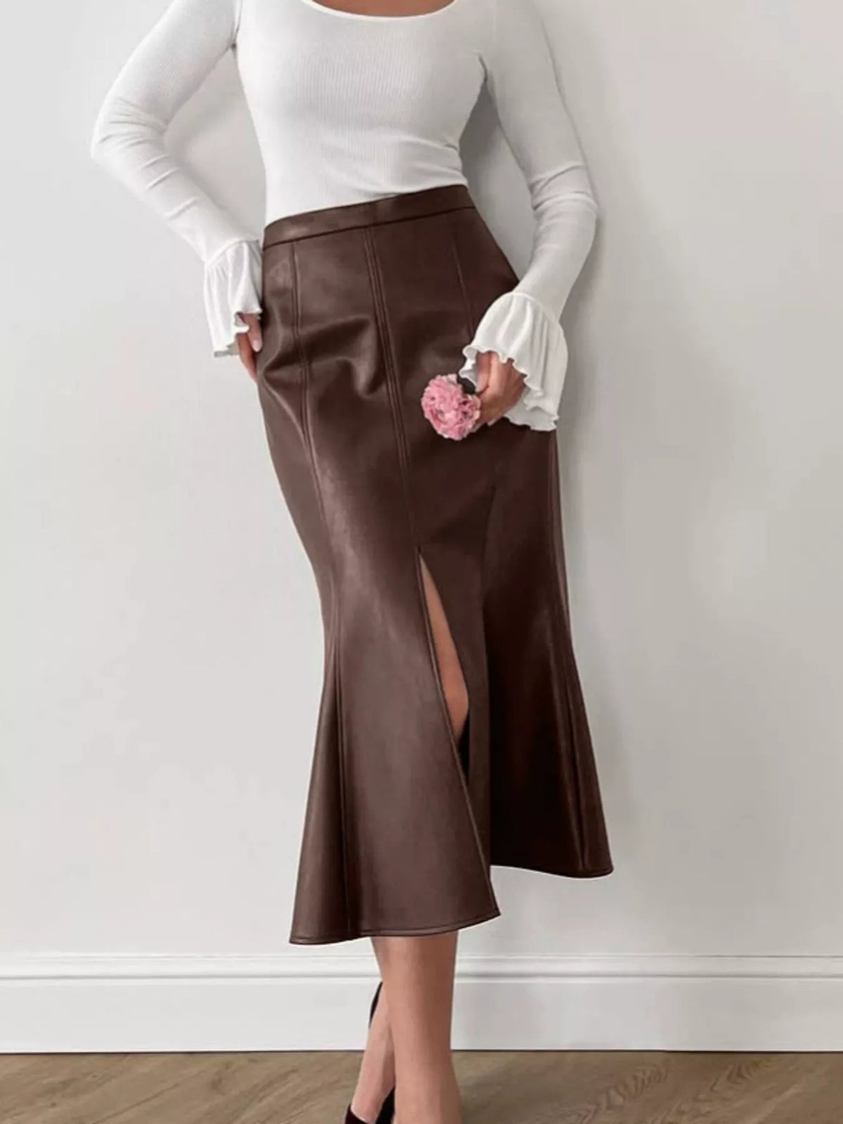 Mermaid Midi Skirt with Side Slit