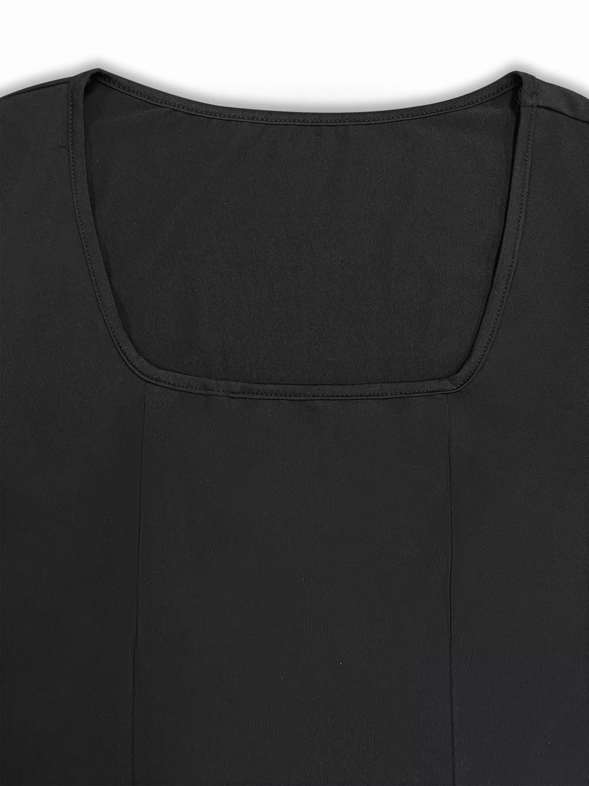 Square Neck Slit Bodycon Maxi Dress in Black