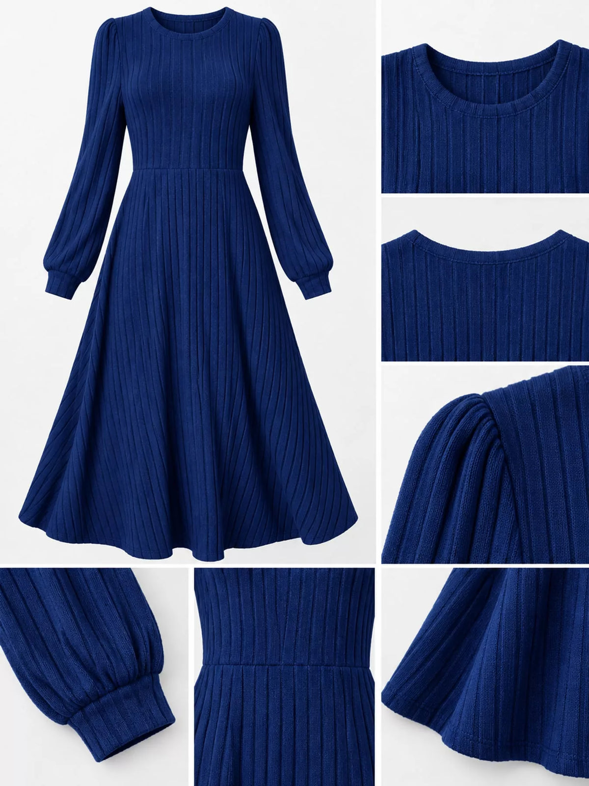 Ribbed Knit A-Line Midi Dress