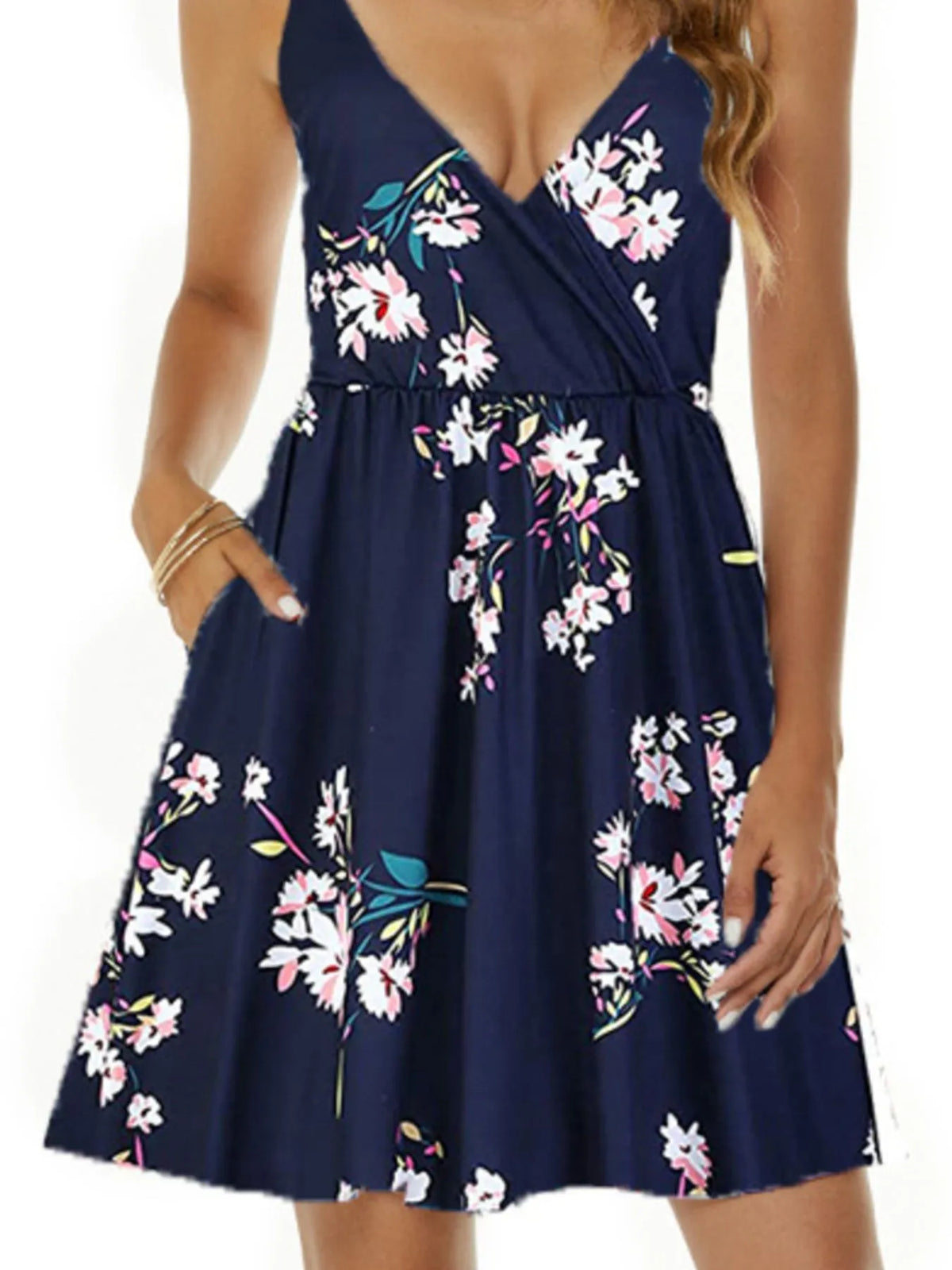 Printed V-Neck Summer Mini Dress by ArtisticExpression