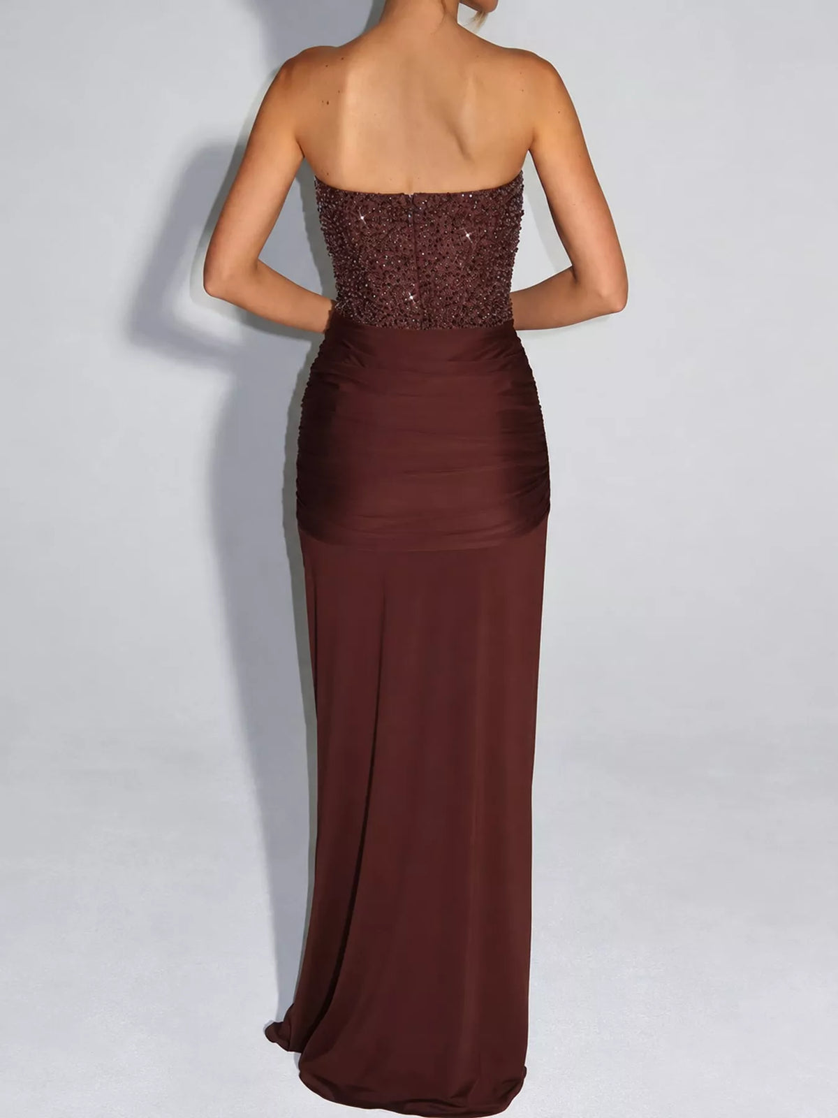 Strapless Sequin Corset Maxi Dress