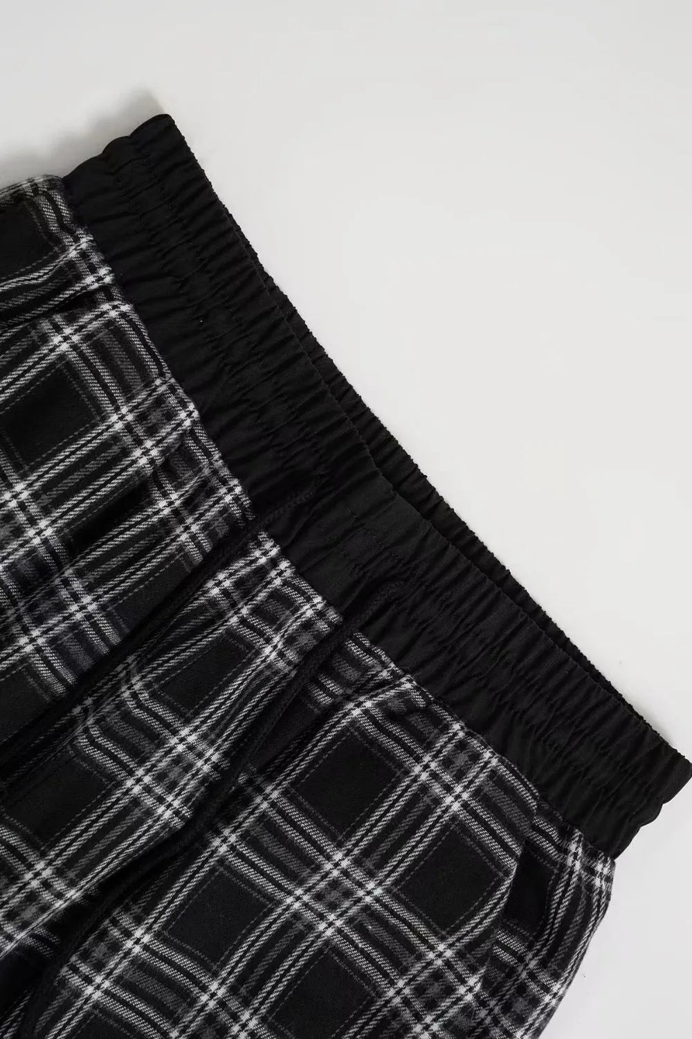 Plaid Wide Leg Pants in Black