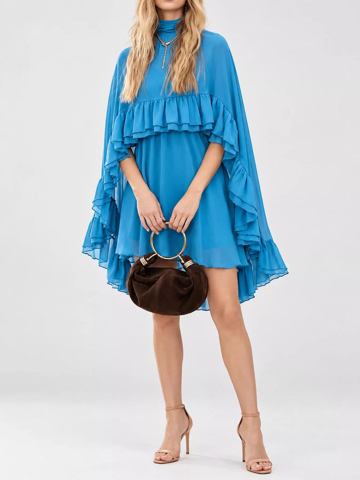 Ruffled Cape and Cami Dress Set