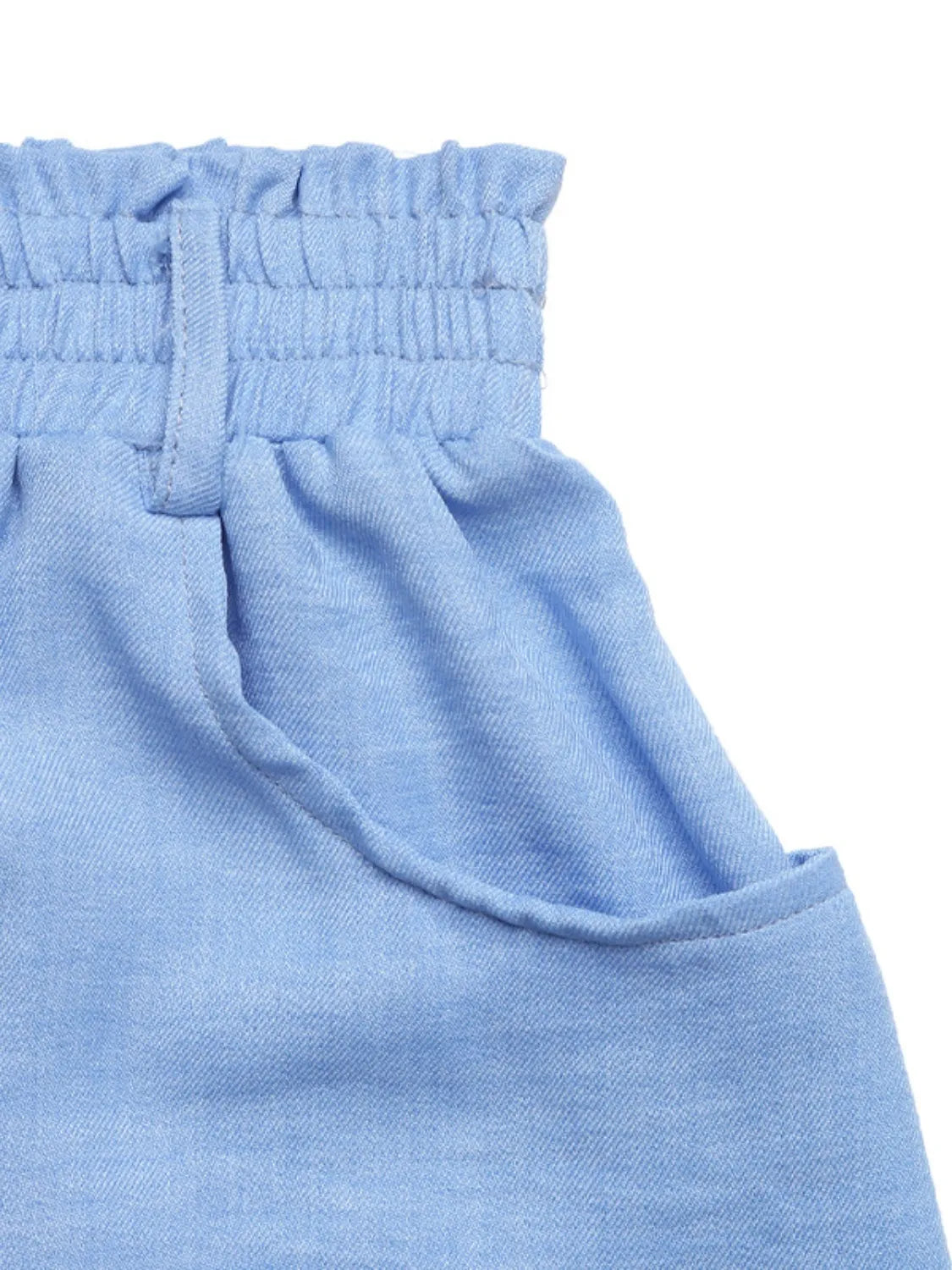 Decorative Button-Front Midi Skirt in Light Blue