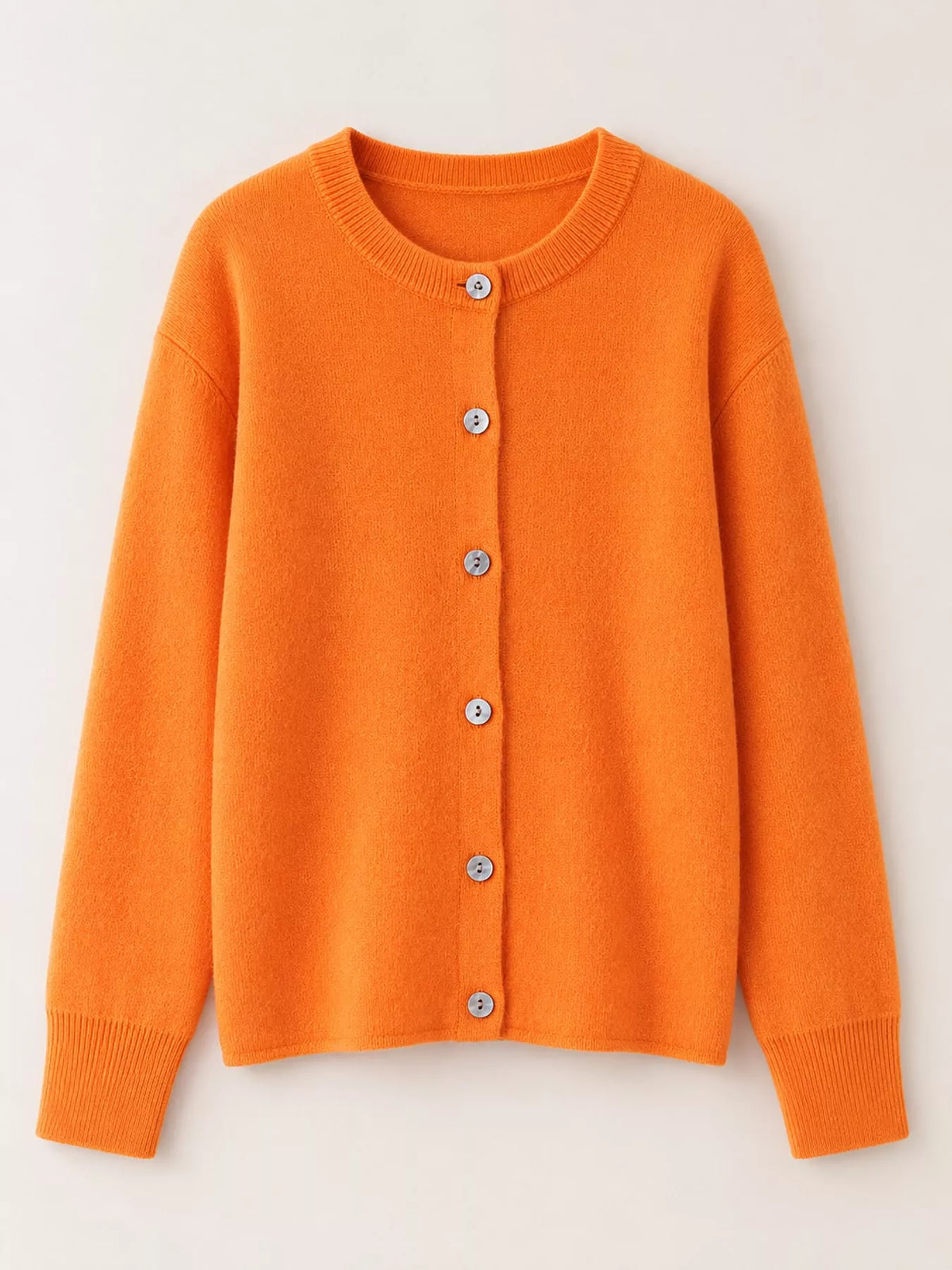 Crew Neck Button-Down Cardigan