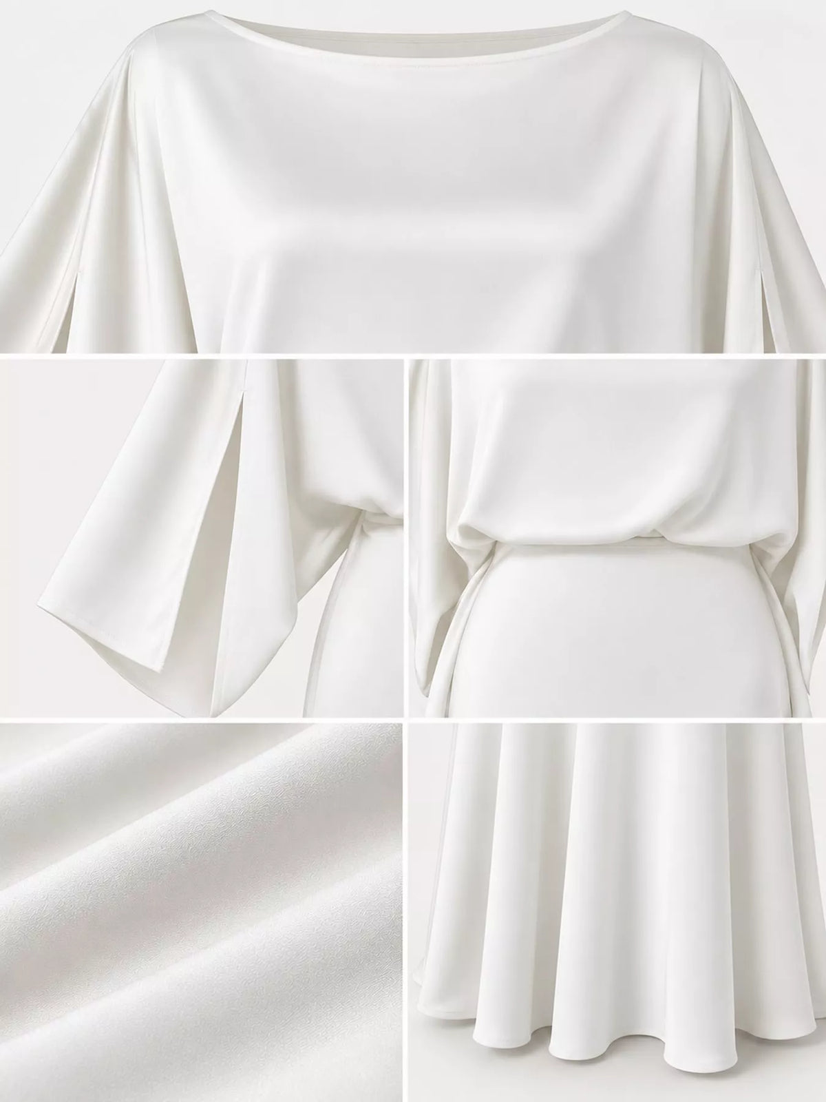 Satin Cape-Sleeve Maxi Dress