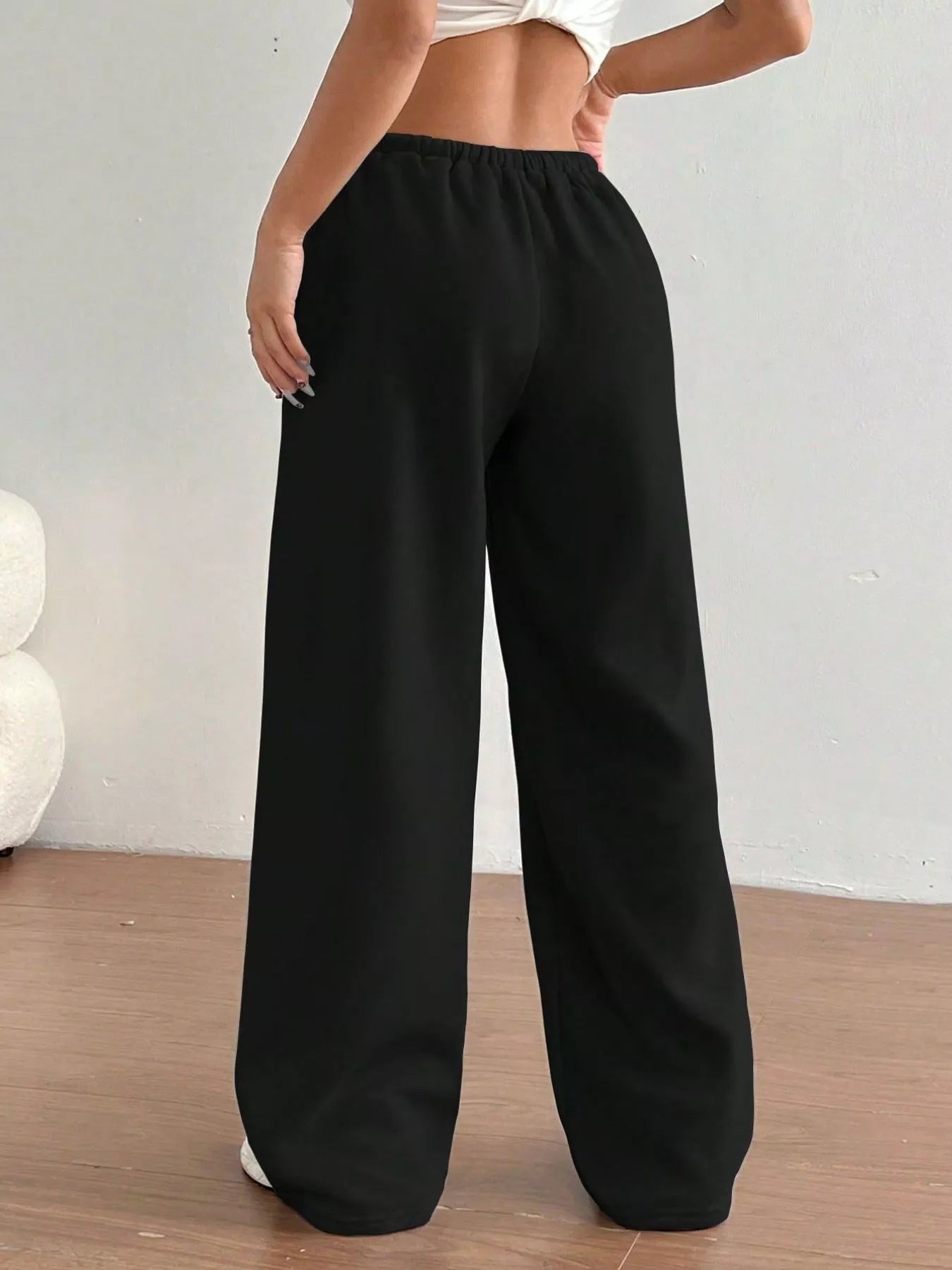 Casual Drawstring High Waist Wide Leg Sweatpants