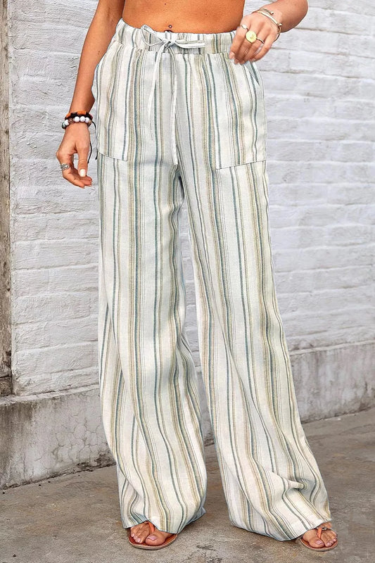 Plus Size Striped Wide-Leg Pants