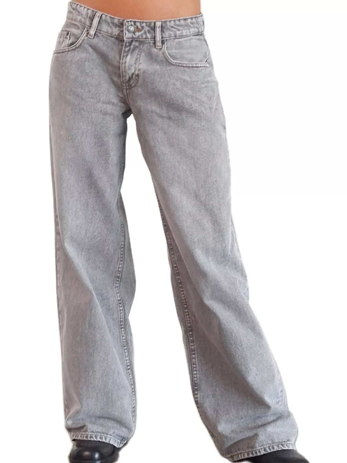 Wide-Leg Vintage Wash Jeans